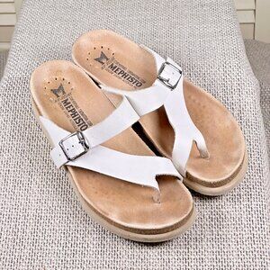 Mephisto Mobils Helen White Leather Sandals Air-Relax Slides Size EU 38 | US 8